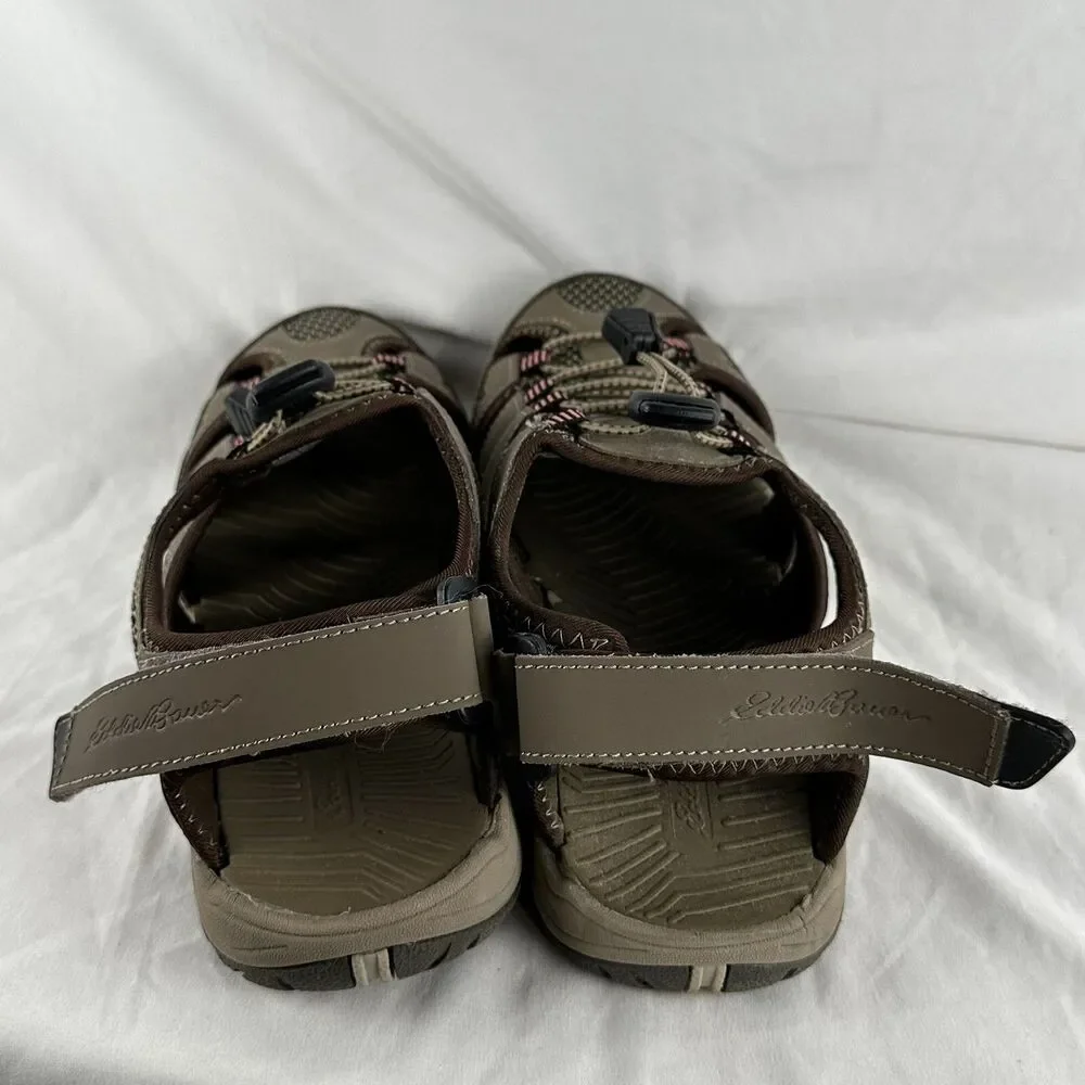 Eddie Bauer Womens Leather Sandals Hiking Walking Sport Blakely Brown Tan Pink 9